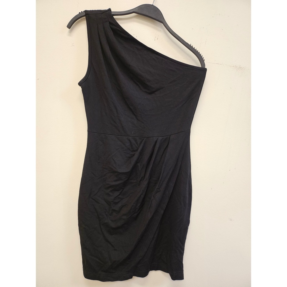 PRETTYGARDEN Black One Shoulder Mini Dress Sleeveless Tulip Hem Bodycon Small